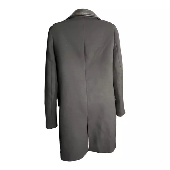 Zara genuine leather yoke coat mixed material moto jacket small gold hardware - Picture 5 of 7